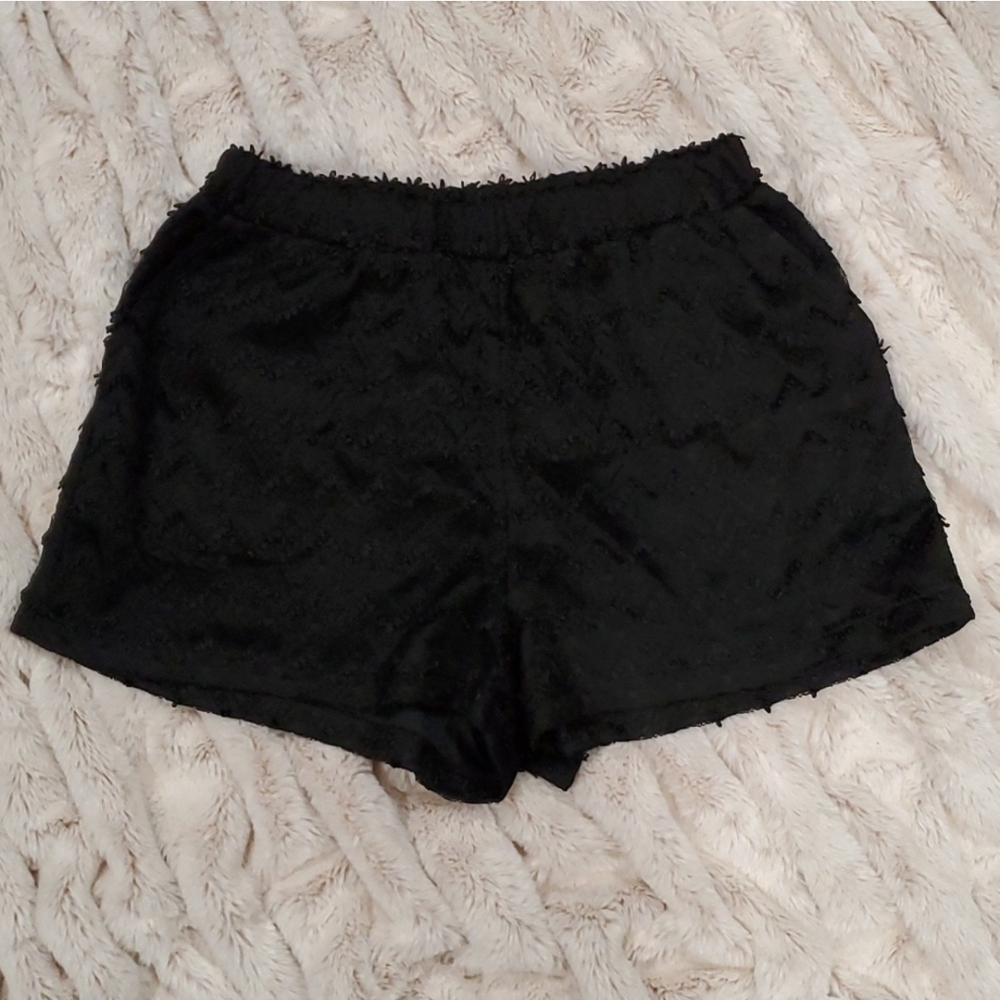 Black Textured Shorts